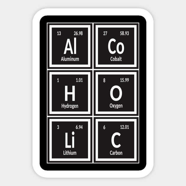 Alcoholic | Periodic Table Sticker by Maozva-DSGN